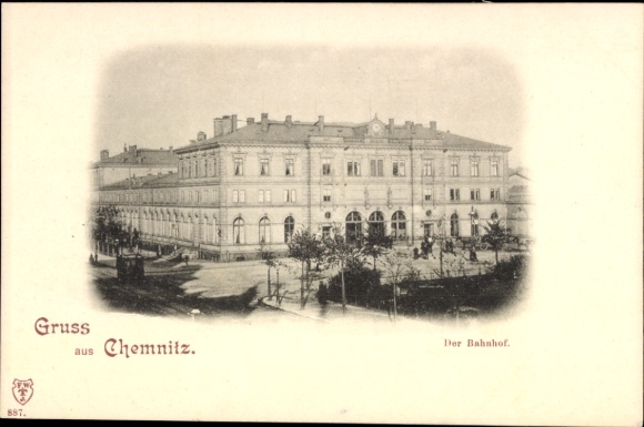Postcard Chemnitz in Saxony, train station