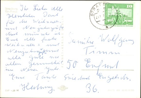 Postcard Strasburg in der Uckermark, department store