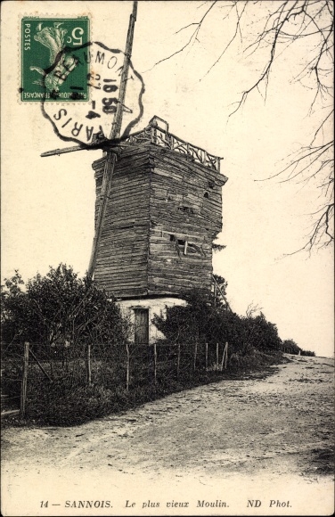 Postcard Sannois Val d'Oise, The oldest mill