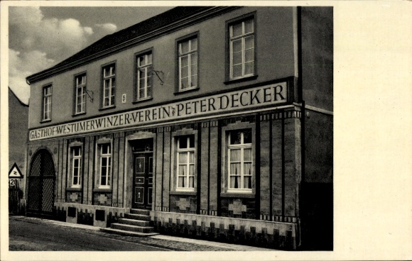 Postcard Westum Sinzig in the district of Ahrweiler Rhineland Palatinate, wine shop and steam distillery, guesthouse