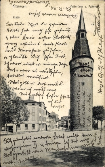 Postcard Kitzingen in Mainfranken Bavaria, Falterturm, Falterstraße