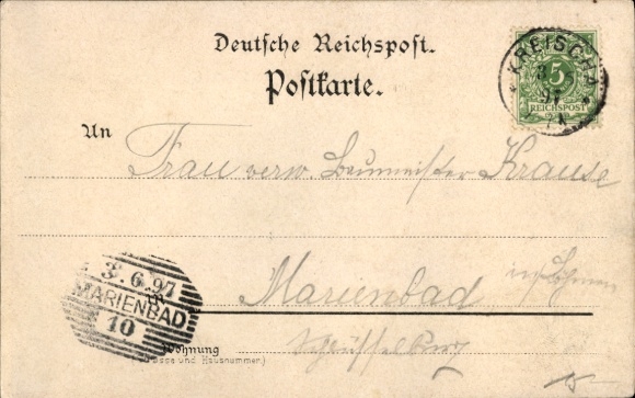 Chromo-Litho Kreischa in the Ore Mountains, Parkhotel Kreischa, Church, Main Street, Bath