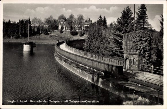 Postcard Remscheid in the Bergisches Land, Remscheid Dam, Dam Restaurant, Bergisch Land