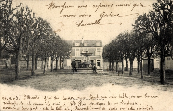 Postcard Vaucouleurs Meuse, with view of trees and a building, French text