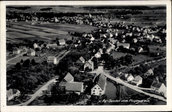 Postcard Ay Senden Bavaria, aerial photograph