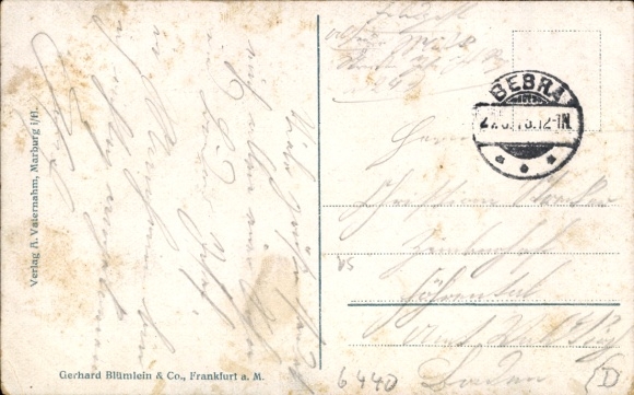 Postcard Bebra on the Fulda in Hesse, train station, track view, panorama, locomotive, steam locomotive