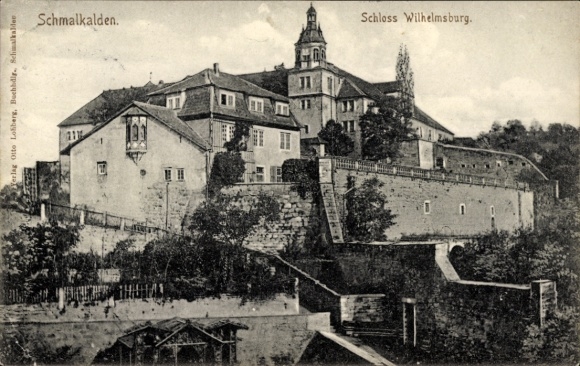PC Schmalkalden in the Thuringian Forest, Wilhelmsburg Castle, s building, black and white