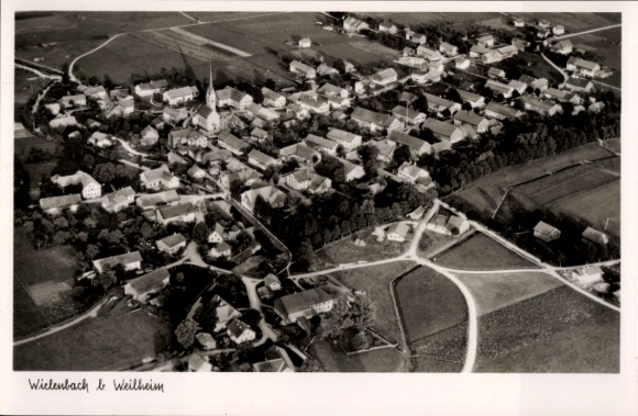 Postcard Wielenbach Upper Bavaria, aerial photograph