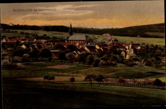 Postcard Beerfelden Oberzent in the Odenwald, general view