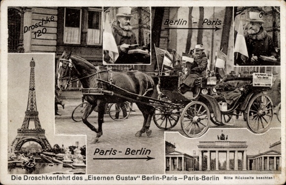 PC: Iron Gustav's carriage ride, Berlin-Paris, Eiffel Tower, Brandenburg Gate