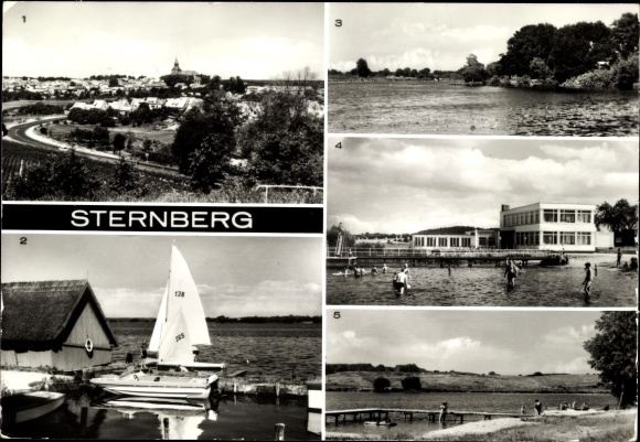 KP Sternberg w Meklemburgii, Panorama, Luckower See, kąpiel i konsumpcja restauracja na plaży, żaglówka