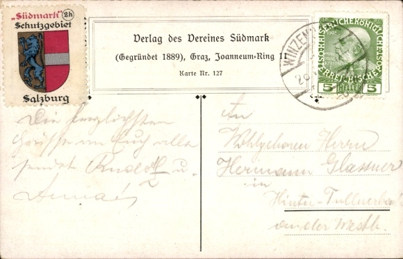 Artist Postcard Kutzer, Ernst, Styria, ice shooting, Südmark protected area Salzburg