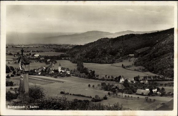 PC Buchenbach in Baden Württemberg, panoramic view of the town and surroundings