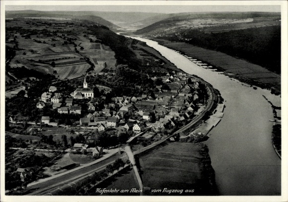 Postcard Hafenlohr am Main Lower Franconia, aerial photograph