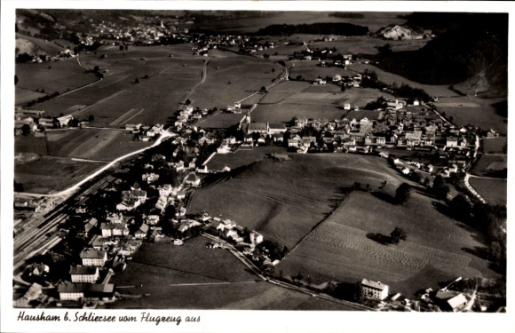 Postcard Hausham in Upper Bavaria, aerial photograph