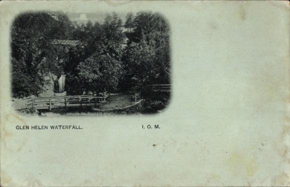 Postcard Glen Helen Isle of Man, waterfall