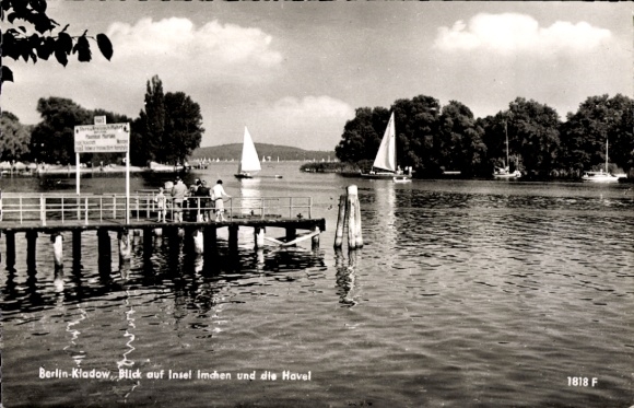Ak Berlin Spandau Kladow, Blick auf Insel Imchen und Havel