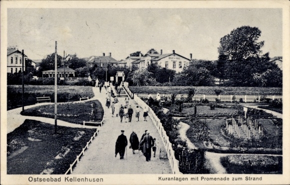 Postcard Ostseebad Kellenhusen in Holstein, spa facilities with promenade to the beach