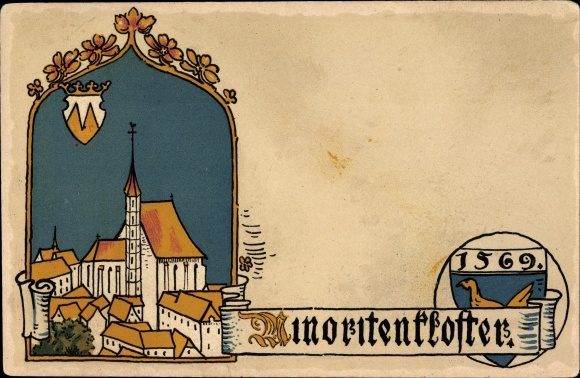 Steindruck ansichtkaart Wenen 8. Josefstadt, Minorietenklooster uit 1569