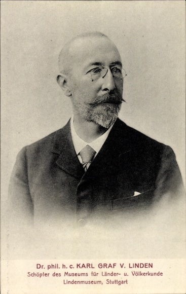 Postcard Dr. Karl Graf von Linden, creator of the Museum of Regional and Ethnological Studies in Stuttgart, Linden Museum