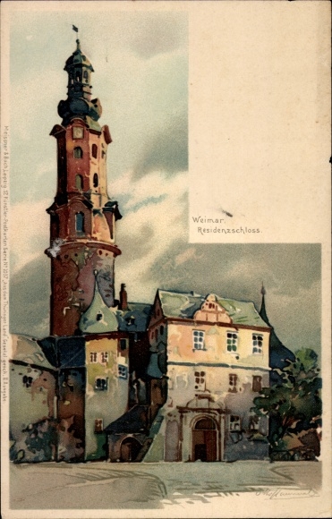 Kunstenaar litho Weimar Thüringen, Residenzschloss