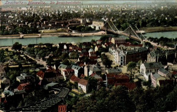 Ak Dresden Nordost Loschwitz, Blasewitz mit Schwebebahn, Panorama