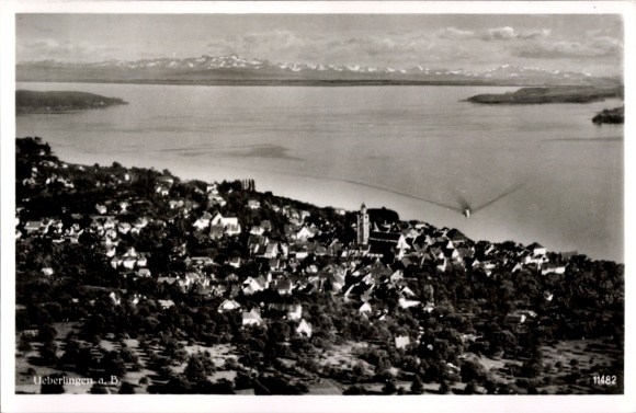 Postcard Überlingen on Lake Constance, aerial photograph