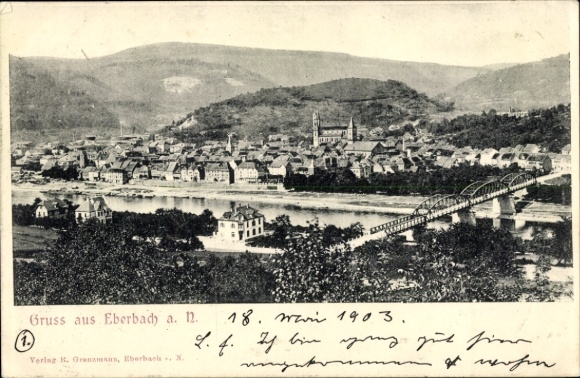 Postcard Eberbach am Neckar Odenwald Baden, Panorama