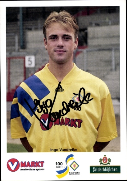 Autograph card footballer Ingo Vandreike, Eintracht Braunschweig, autograph
