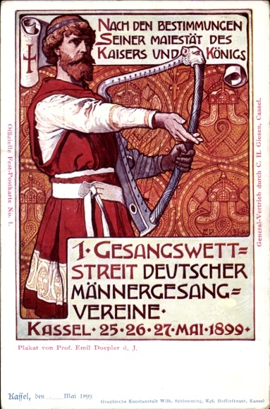 Papeteria pocztowa KP Doepler, Kassel w Hesji, I Konkurs Śpiewu Niemieckich Chórów Męskich 1899