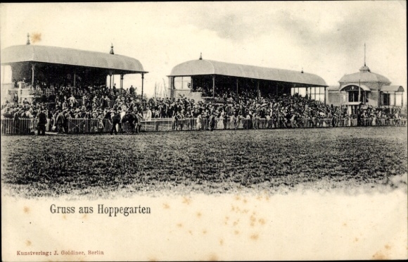 Postcard Hoppegarten in Brandenburg, race track, grandstands