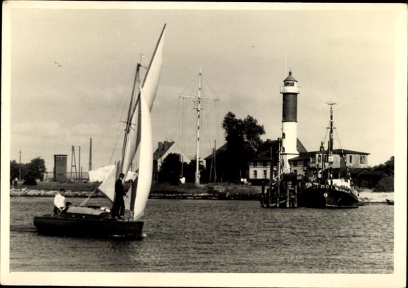 Photo Postcard Hanseatic City of Wismar Island of Poel, harbor view with lighthouse