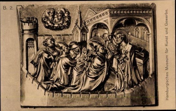 14 Postcard pieces of furniture, figures and wall hangings made of metal, Hamburg Museum of Arts and Crafts