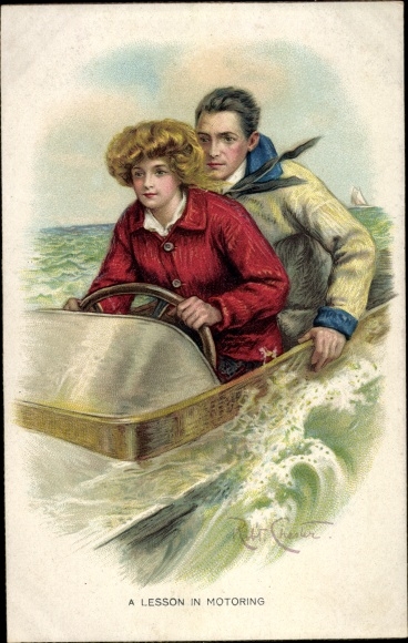 Artist Postcard Chester, R., A Lesson in Driving