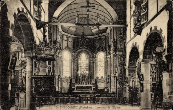 Postcard Saint Thégonnec Finistère, interior view, church