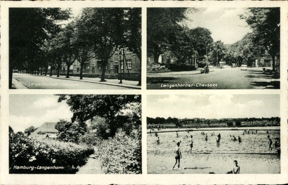 Postcard Hamburg Nord Langenhorn, Langenhorner Chaussee, family pool