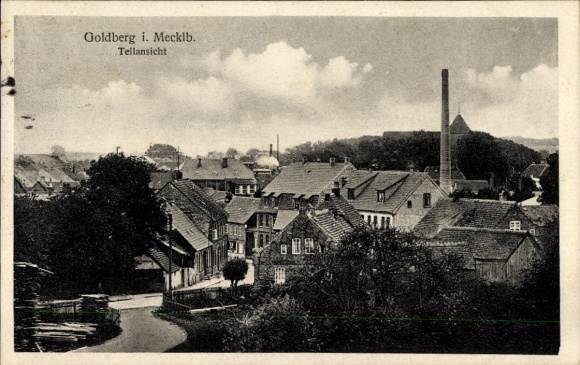 Postcard Goldberg near Parchim, partial view of the town