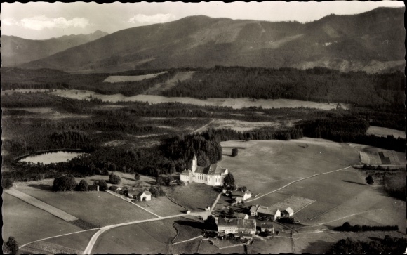 Postcard Wies Steingaden in Upper Bavaria, Wieskirche, Wies pilgrimage church, panorama