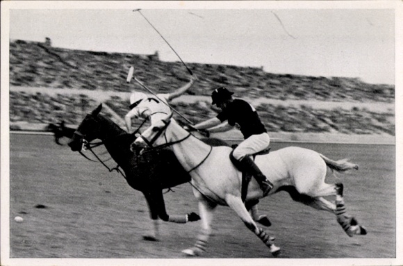 Collector's picture of the 1936 Olympics, polo match between Argentina and Mexico on the Maifeld