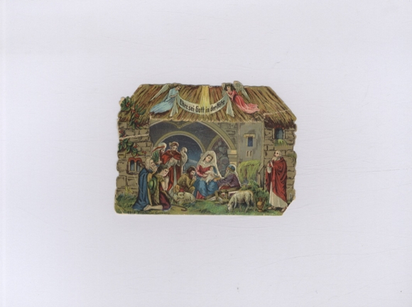 Wafer / Scenery Stable of Bethlehem, approx. 9 x 12 cm