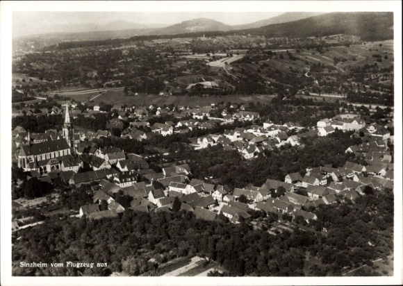 Postcard Sinzheim in Baden, aerial photograph