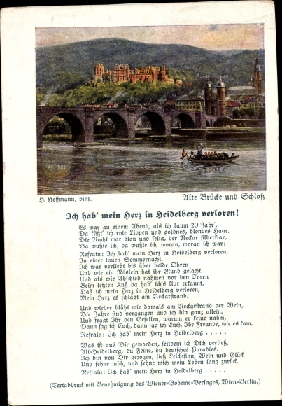 Artist song PC H. Hoffmann, Heidelberg, old bridge, castle