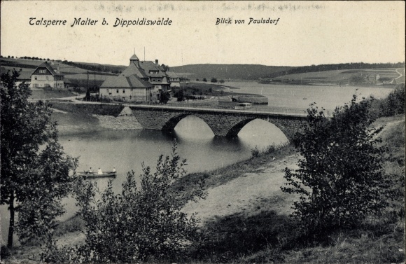 Postcard Malter Dippoldiswalde, dam Malter, view from Paulsdorf, bridge