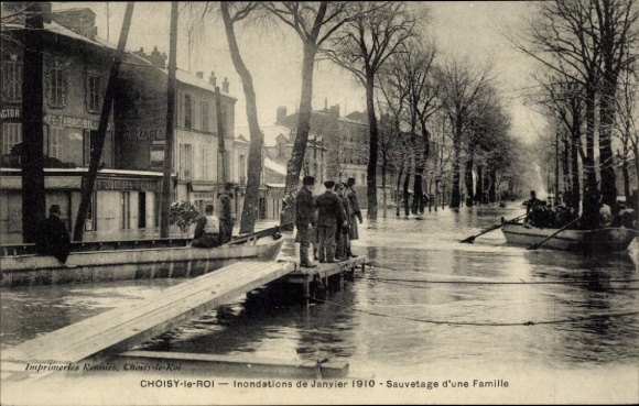 PC Choisy le Roi Val de Marne, Sauvetage d'une famille, flood January 1910