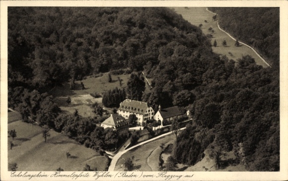 Ak Grenzach Wyhlen in Baden Württemberg, Erholungsheim Himmelspforte, Fliegeraufnahme