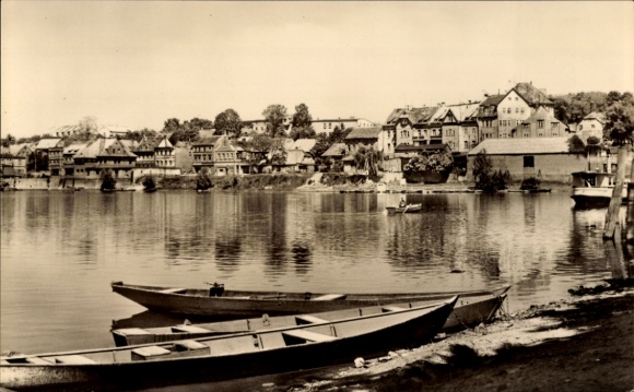 Postcard Havelberg in Saxony Anhalt, Havel riverbank, rowing boats