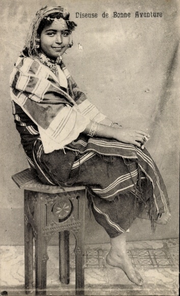Postcard portrait of a young fortune teller