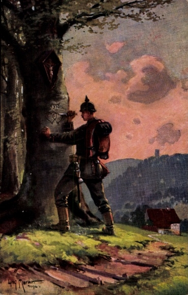 Artist Postcard Moralt, Willy, German soldier, I liked to cut it into all the bark