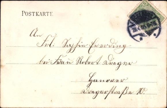 PC Bückeburg in the district of Schaumburg, city view of old buildings, postmark