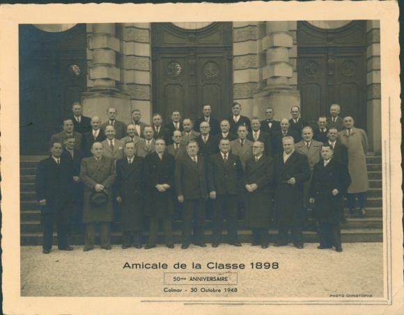 Studentika Photo Colmar Kolmar Alsace Haut Rhin, Amicale de la Classe 1898, 50eme Anniversaire 1948